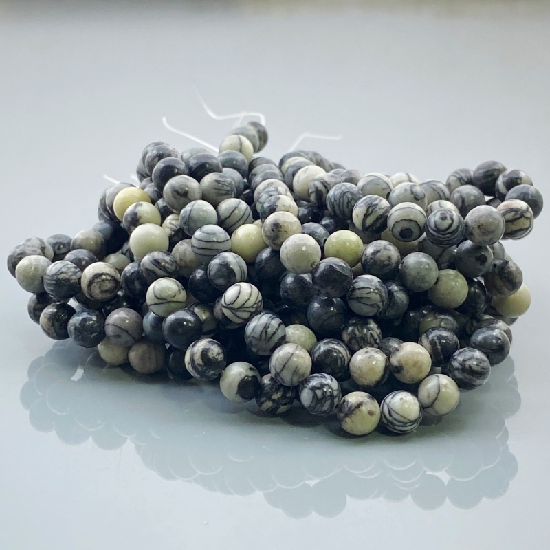 Web Jasper 6mm Smooth Round AAA Gemstone Beads Lot - 182566