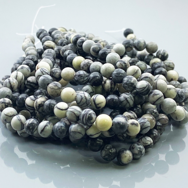 Web Jasper 6mm Smooth Round AAA Gemstone Beads Lot - 182566