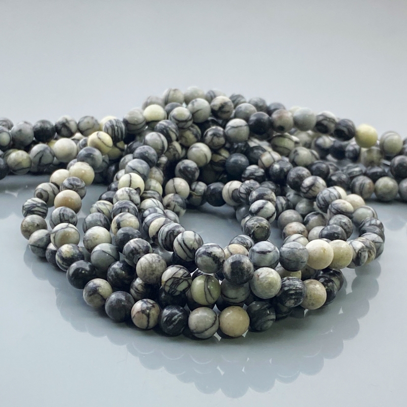 Web Jasper 6mm Smooth Round AAA Gemstone Beads Lot - 182566