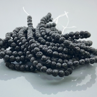 Lava 4mm Smooth Round AAA Gemstone Beads Lot - 182583