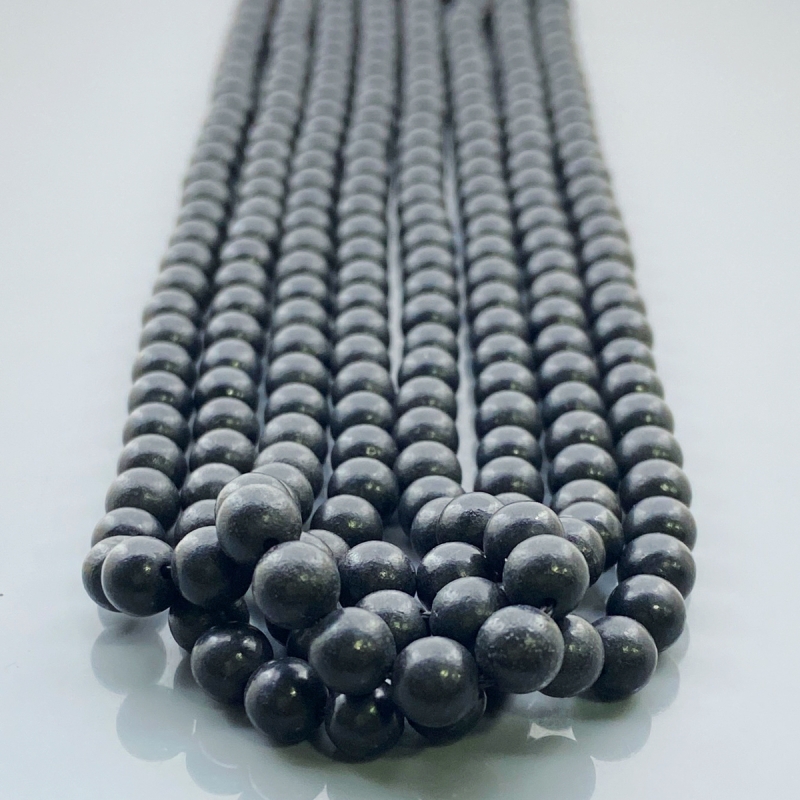 Black Shungite 6mm Smooth Round AAA Gemstone Beads Lot - 182556