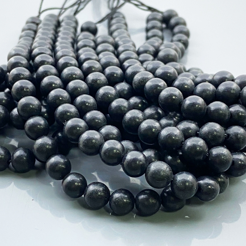 Black Shungite 6mm Smooth Round AAA Gemstone Beads Lot - 182556