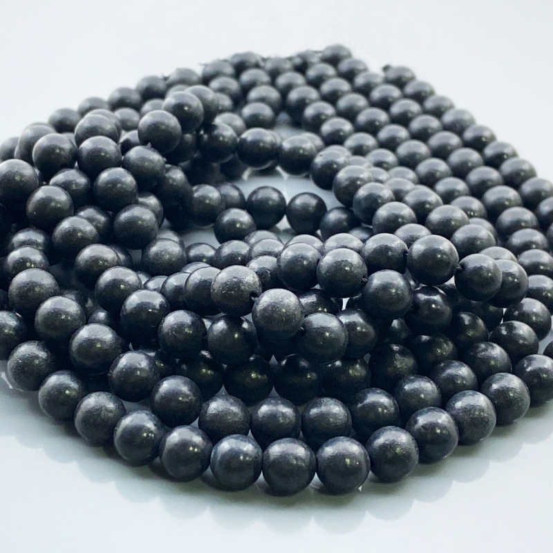 Black Shungite 6mm Smooth Round AAA Gemstone Beads Lot - 182556