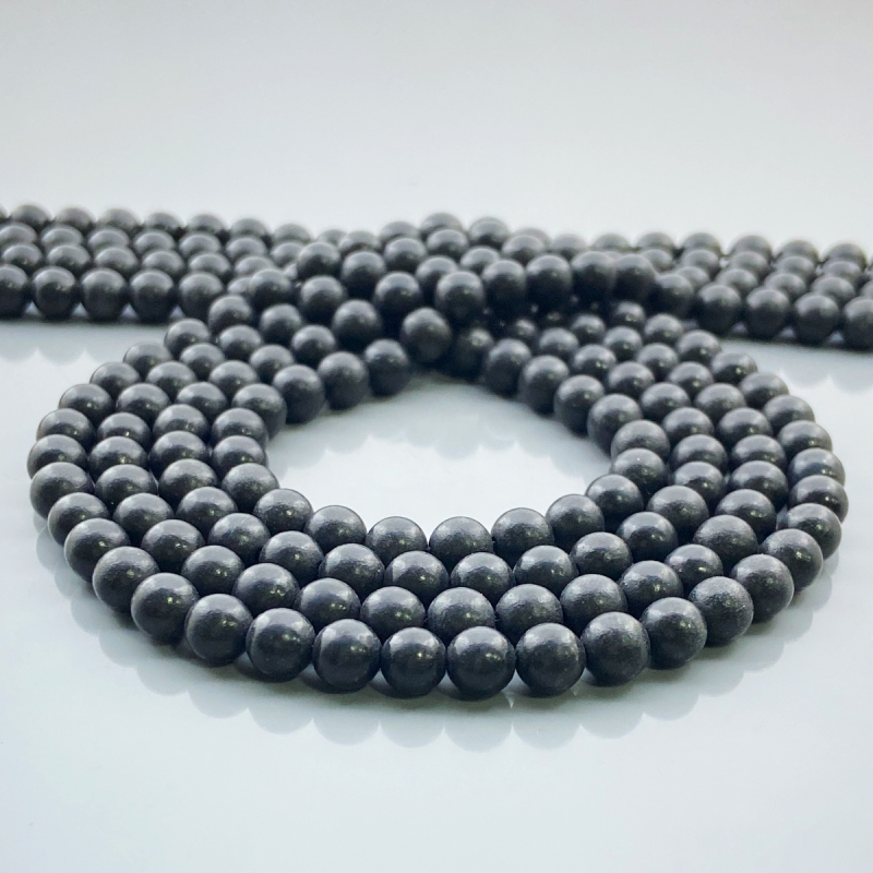 Black Shungite 6mm Smooth Round AAA Gemstone Beads Lot - 182556