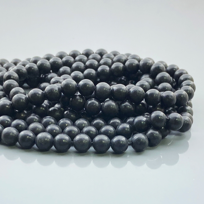 Black Shungite 6mm Smooth Round AAA Gemstone Beads Lot - 182556