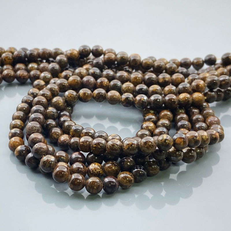 Bronzite 6mm Smooth Round AAA Gemstone Beads Lot - 182565