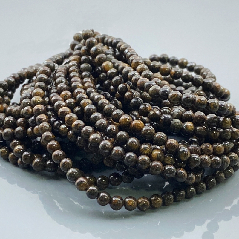 Bronzite 4mm Smooth Round AAA Gemstone Beads Lot - 182581