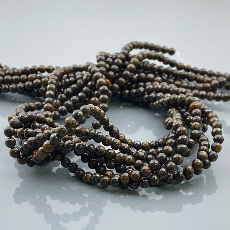 Bronzite 4mm Smooth Round AAA Gemstone Beads Lot - 182581