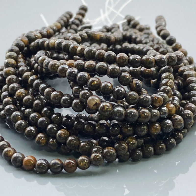 Bronzite 4mm Smooth Round AAA Gemstone Beads Lot - 182581