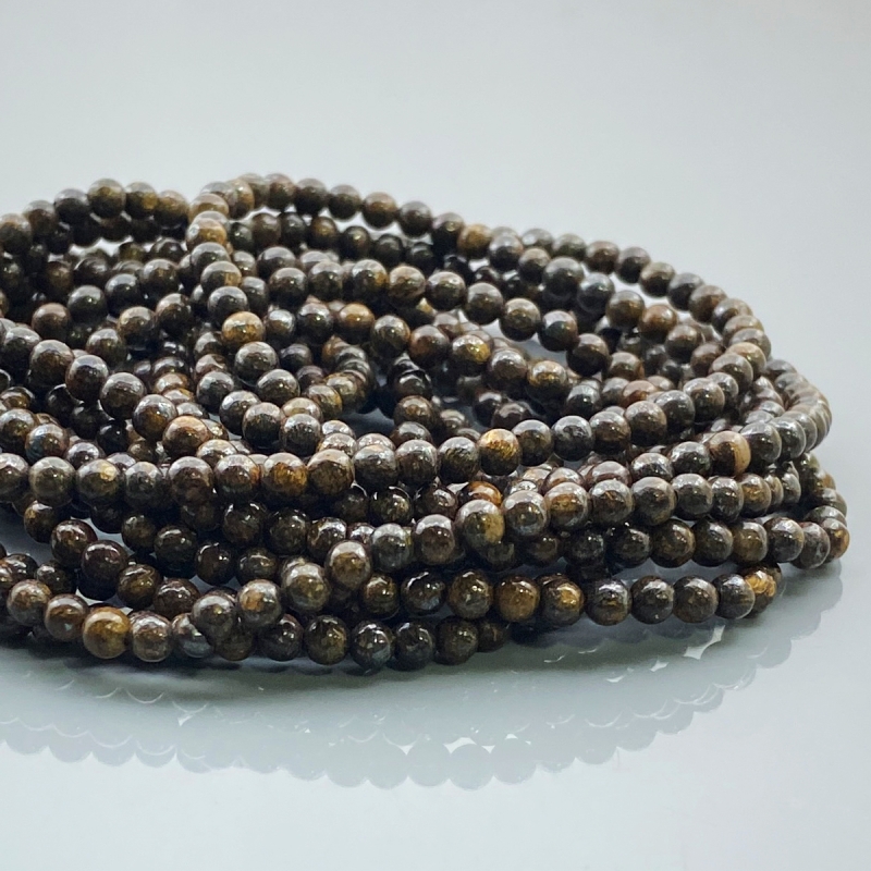 Bronzite 4mm Smooth Round AAA Gemstone Beads Lot - 182581
