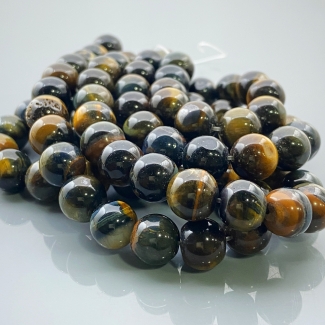 Black Tiger Eye 10mm Smooth Round AA Gemstone Beads Lot - 182651