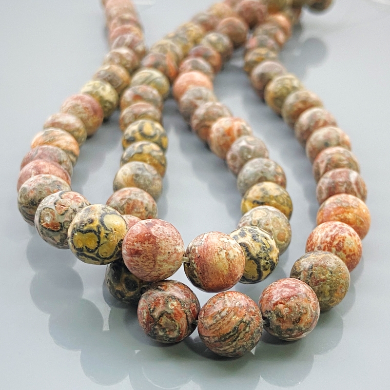 Leopard Skin Jasper 10mm Smooth Round AA+ Gemstone Beads Lot - 182589