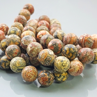 Leopard Skin Jasper 10mm Smooth Round AA+ Gemstone Beads Lot - 182589