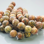 Leopard Skin Jasper 10mm Smooth Round AA+ Gemstone Beads Lot - 182589