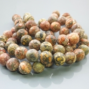 Leopard Skin Jasper 10mm Smooth Round AA+ Gemstone Beads Lot - 182589