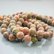 Leopard Skin Jasper 10mm Smooth Round AA+ Gemstone Beads Lot - 182589
