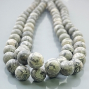 Grey Jasper 10mm Smooth Round AA Gemstone Beads Lot - 182606