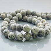 Grey Jasper 10mm Smooth Round AA Gemstone Beads Lot - 182606