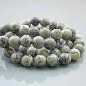 Grey Jasper 10mm Smooth Round AA Gemstone Beads Lot - 182606