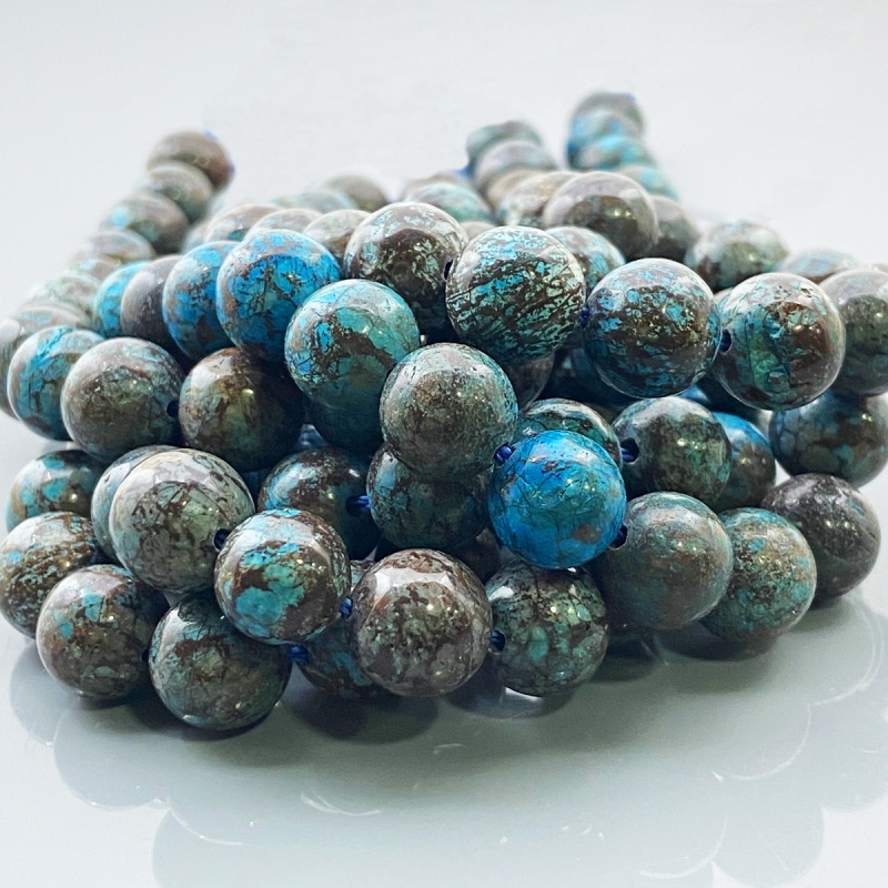 Shattuckite 10mm Smooth Round AA+ Gemstone Beads Lot - 182640