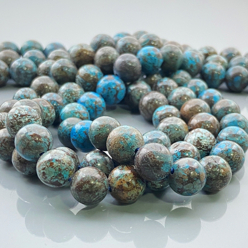 Shattuckite 10mm Smooth Round AA+ Gemstone Beads Lot - 182640