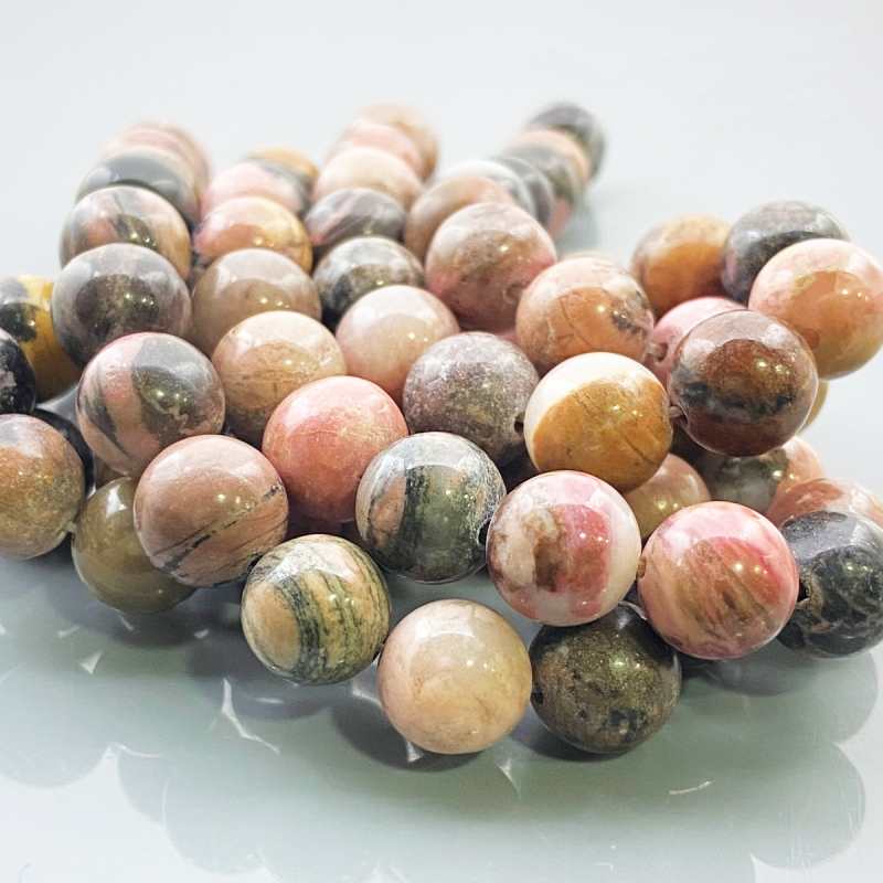 Rhodonite 10mm Smooth Round AA Gemstone Beads Lot - 182643