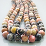 Rhodonite 10mm Smooth Round AA Gemstone Beads Lot - 182643