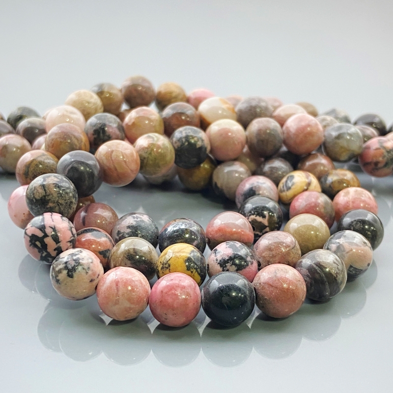 Rhodonite 10mm Smooth Round AA Gemstone Beads Lot - 182643