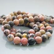 Rhodonite 10mm Smooth Round AA Gemstone Beads Lot - 182643