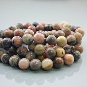 Rhodonite 10mm Smooth Round AA Gemstone Beads Lot - 182643