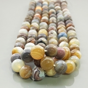 Botswana Agate 10mm Smooth Round AA+ Gemstone Beads Lot - 182629