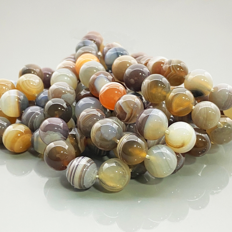 Botswana Agate 10mm Smooth Round AA+ Gemstone Beads Lot - 182629