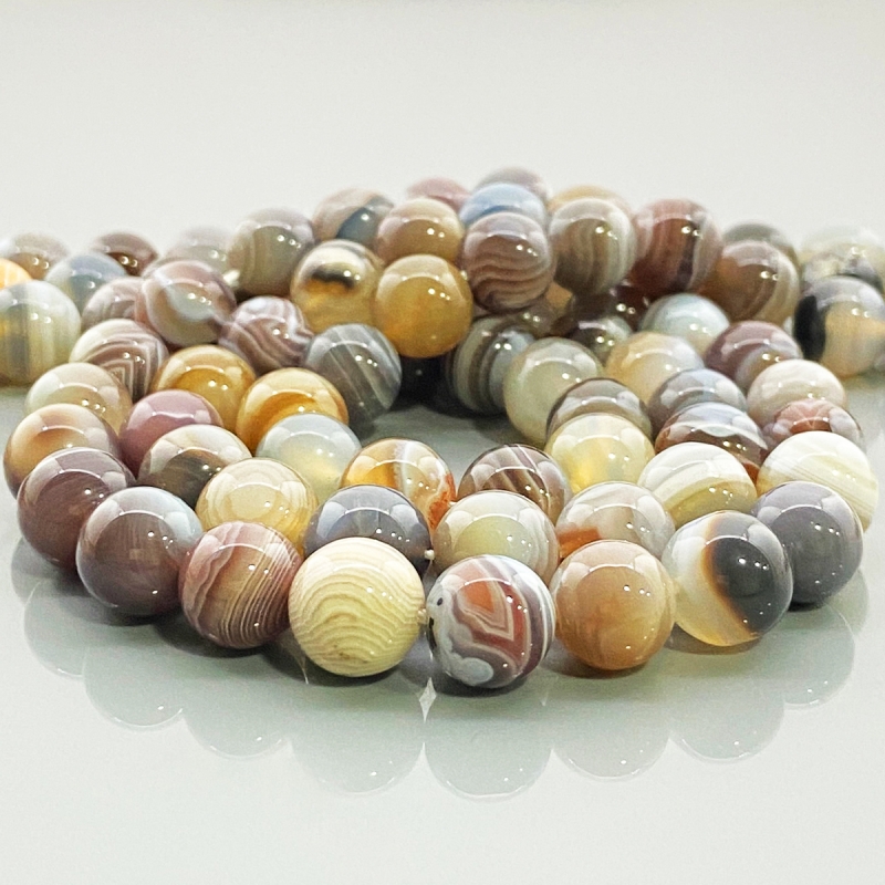 Botswana Agate 10mm Smooth Round AA+ Gemstone Beads Lot - 182629