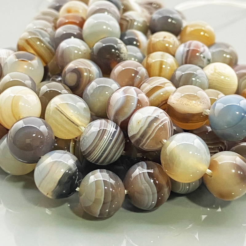 Botswana Agate 10mm Smooth Round AA+ Gemstone Beads Lot - 182629