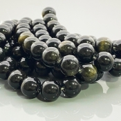 Golden Sheen Obsidian 10mm Smooth Round AAA Gemstone Beads Lot - 182593