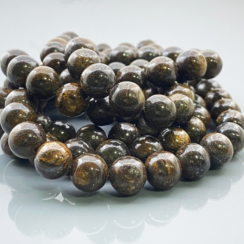 Bronzite 10mm Smooth Round AAA Gemstone Beads Lot - 182646