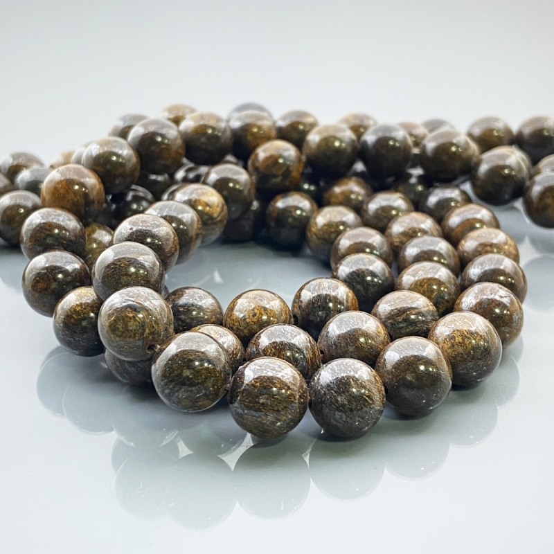 Bronzite 10mm Smooth Round AAA Gemstone Beads Lot - 182646