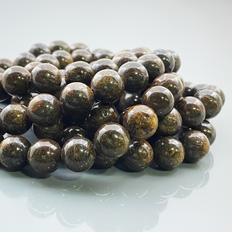Bronzite 10mm Smooth Round AAA Gemstone Beads Lot - 182646