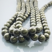 Pyrite 10mm Smooth Round AAA Gemstone Beads Lot - 182635