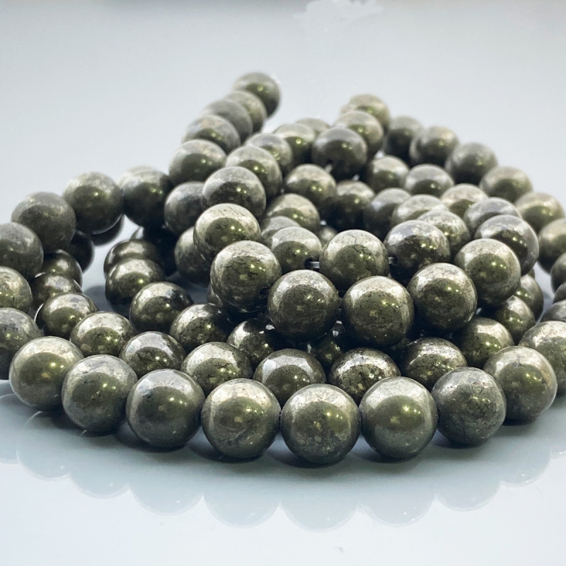 Pyrite 10mm Smooth Round AAA Gemstone Beads Lot - 182635