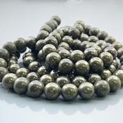 Pyrite 10mm Smooth Round AAA Gemstone Beads Lot - 182635