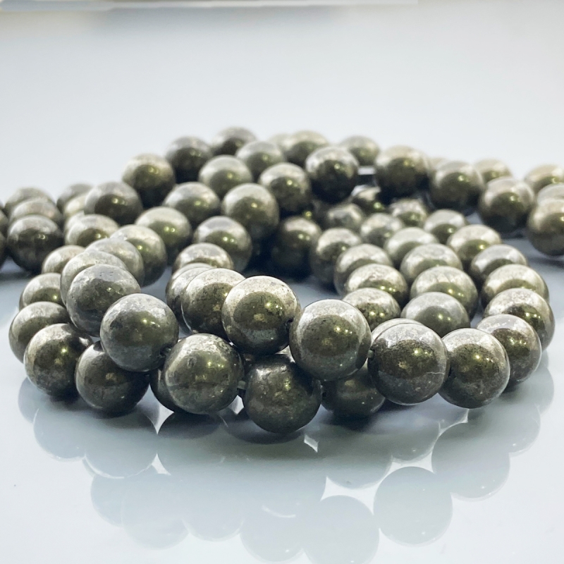 Pyrite 10mm Smooth Round AAA Gemstone Beads Lot - 182635