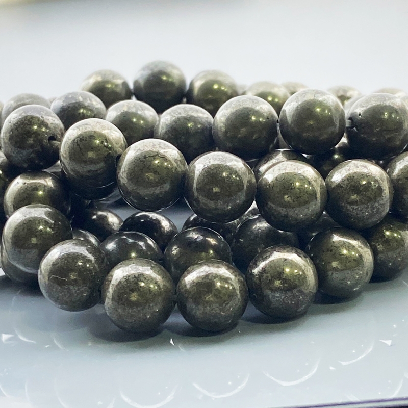 Pyrite 10mm Smooth Round AAA Gemstone Beads Lot - 182635