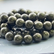 Pyrite 10mm Smooth Round AAA Gemstone Beads Lot - 182635