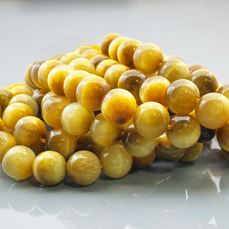 Star Tiger Eye 10mm Smooth Round AAA Gemstone Beads Lot - 182644