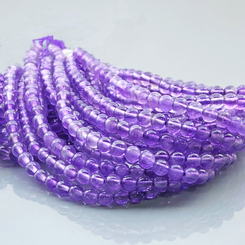 African Amethyst 4mm Smooth Round AA Gemstone Beads Lot - 182652