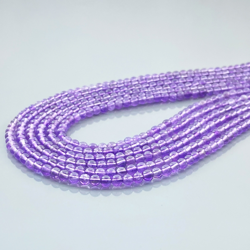African Amethyst 4mm Smooth Round AA Gemstone Beads Lot - 182652