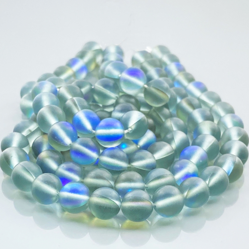 Matte Aura Quartz 8mm Smooth Round AAA Gemstone Beads Lot - 182697