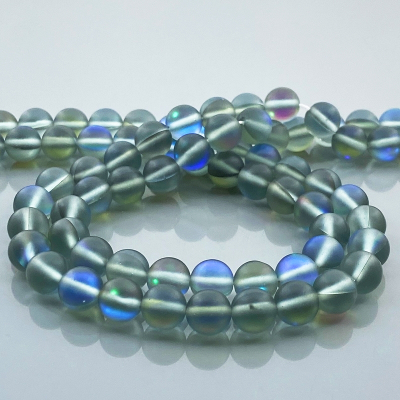 Matte Aura Quartz 8mm Smooth Round AAA Gemstone Beads Lot - 182697