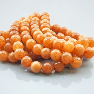 Sun Stone 8mm Smooth Round A Gemstone Beads Lot - 182625